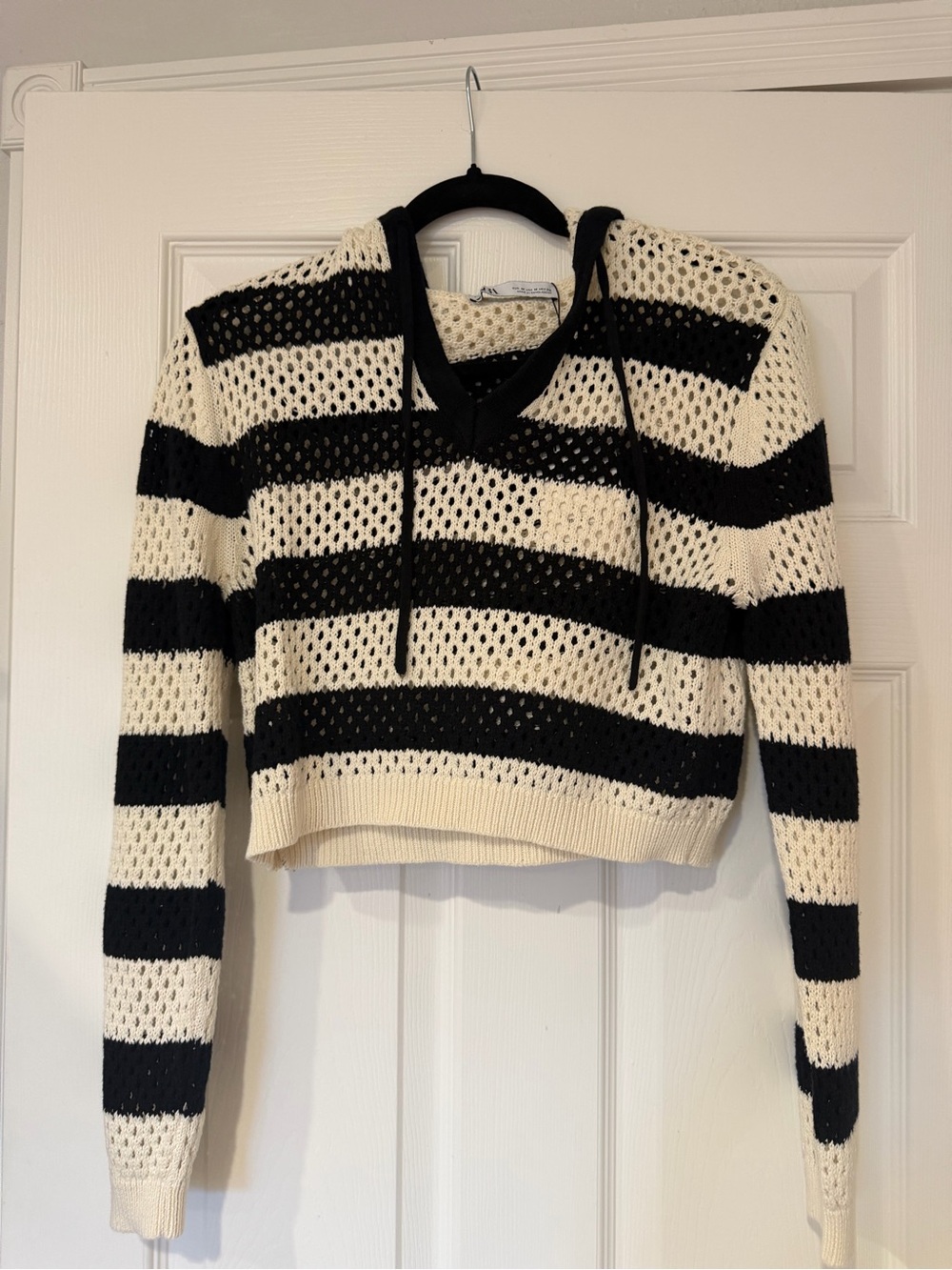Zara Striped Cropped Hoodie